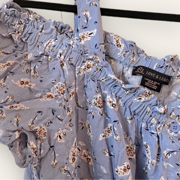 ADDITION ELLE - Off The Shoulder, Cold Shoulder, Button-Up Floral Ruffle Blouse - Picture 6 of 11